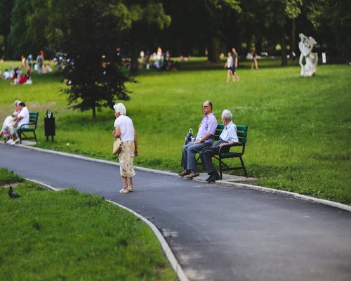 Senior man fast walking in the park